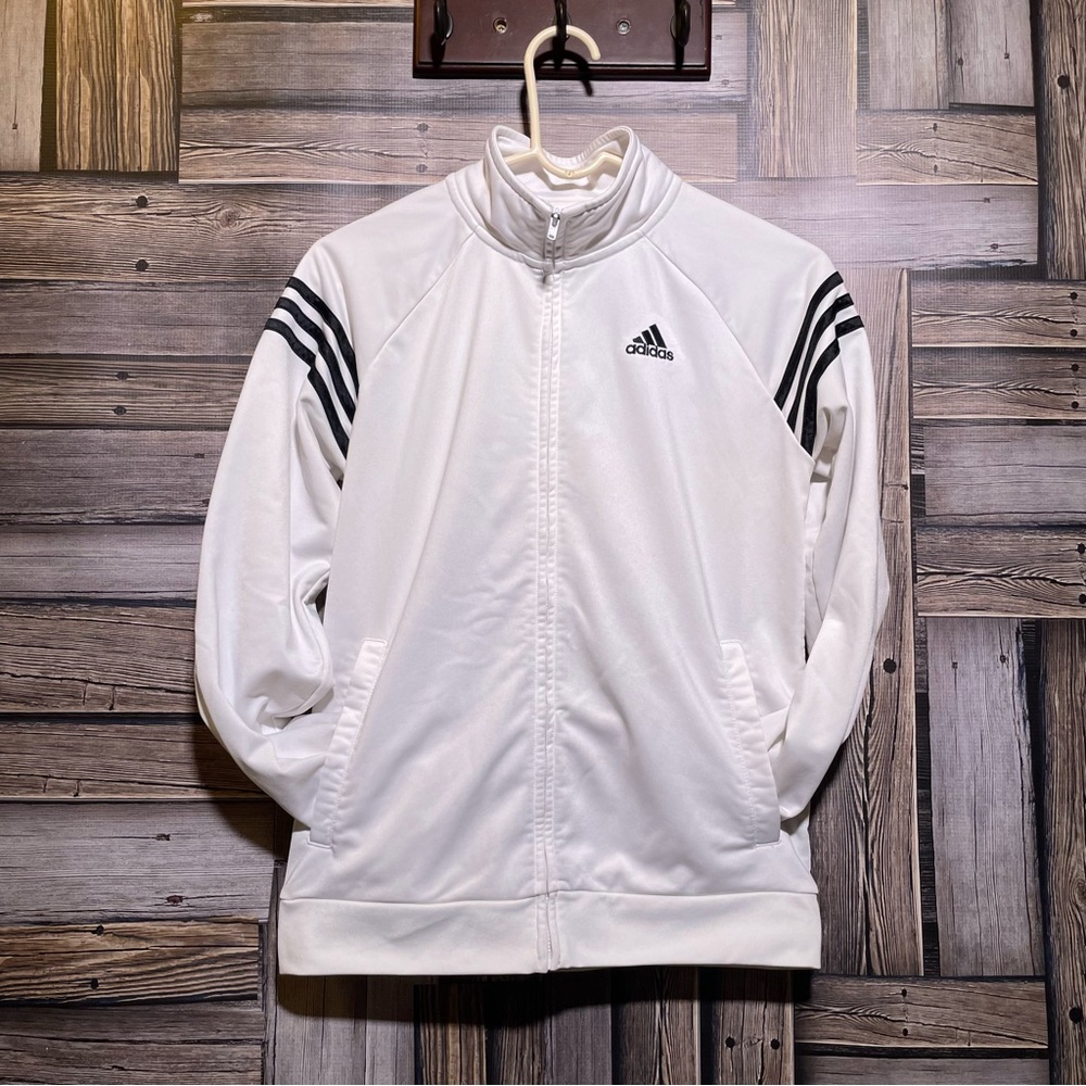 White Adidas jacket girls large